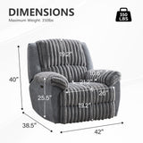 Comfort Stretch Grey Power Recliner Chairs for Living Room Faux Fur Electric Recliners Chair with USB Port Soft Fabric Overstuffed Single Reclining Chair Theater Seating Comfort Stretch