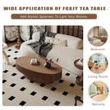 FGXJY Oval Coffee Table with Storage, Modern Walnut Coffee Table with Solid Wood Veneered, Fluted Center Table Wood Drum Tea Table for Living Room Apartment, 47.2''L×23.6''W×14.2''H FGXJY