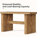 TRIBEWOOD 63 Inch Farmhouse Dining Table, Large Solid Wood Kitchen Table for 6, Rectangular Wood Dinner Table for Dining Room, Living Room, Easy Assembly, Heavy Duty Legs, Light Brown TRIBEWOOD