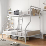 Jocoevol Metal Bunk Bed Twin Over Full, Industrial Bunkbeds Heavy Duty Bed with Safety Guard Rails and Space-Saving Design, Steel Bed for School, Bedroom (White) Jocoevol