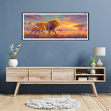 Reofrey Large Diamond Art Kits for Adults Lion, 30x80cm/12x31.5inch Full Drill Round Rhinestone Big Diamond Painting Kit Animals, Cross Stitch Embroidery Canvas for Crafts Home Wall Decor Reofrey