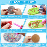 Benvo 8 Pcs Diamond Painting Coasters Kit Mandala Cup Coasters DIY Diamond Art Kits with Diamond Painting Pens, Holders, Cork Base for Beginners Adults and Kids Art Craft Supplies Gift (Mandala B) Benvo