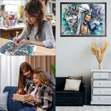 CEOVR Wolf Diamond Painting Kits for Adults, Woman and Wolves Diamond Art Dots 5D Full Drill DIY Gem Art for Beginner, Adult Crafts Kits Arts and Crafts, Wall Decor for Home Office 16x12in CEOVR