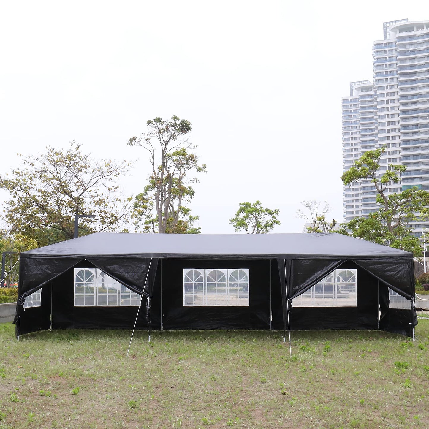 10x30ft Outdoor Party Tent with 8 Removable Sidewalls, Waterproof Canopy Patio Wedding Gazebo Events Party Tent, Black