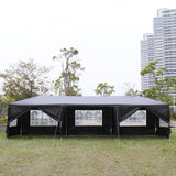 10x30ft Outdoor Party Tent with 8 Removable Sidewalls, Waterproof Canopy Patio Wedding Gazebo Events Party Tent, Black Generic