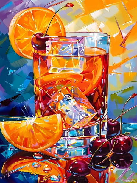 TUTUMAY21 Adult Diamond Painting Set The Old Fashioned Cocktail DIY 5D Round Full Diamond Drink Perfect for Family Leisure and Living Room Bedroom Wall Decoration 12x16 inch TUTUMAY21