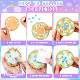Reallnaive DIY Glass Mosaic Tiles for Crafts, Mixed Color Mosaic Kits with Wooden Coaster Adults DIY Kit for Coaster Handmade Home Gifts(Rainbow Style,8 Sets) Reallnaive