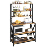 Yaheetech 6-Tier Kitchen Bakers Rack, 31.5 Inch Coffee Bar Table, Farmhouse Microwave Oven Stand Cabinet for Small Spaces, Corner Organizer Storage Shelf for Spices and Pots Rustic Brown Yaheetech