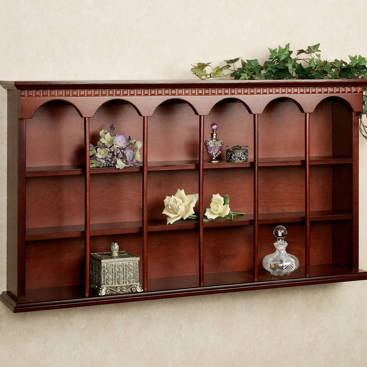 Touch of Class Mackenzie Wall Curio Shelf - Made of Wood - Elegant Display - Mounted Wooden Furniture Shelves for Living Room, Kitchen Touch of Class