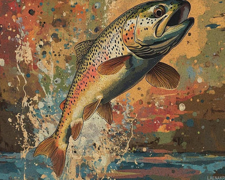 LAENAKR Vintage Trout Fish Jumping Adult Paint by Number Kits Personalized Digital Oil Painting Kits with Paints and Brushes 40x50cm LAENAKR