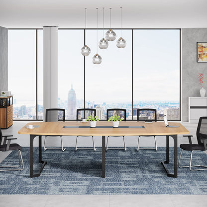 Tribesigns 8FT Conference Table, 94.5L x 47.2W inch Large Meeting Table, Modern Rectangular Seminar Table for Office Meeting Conference Room, Metal Frame - WoodArtSupply