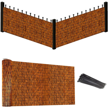 Natural Reed Fencing Rolls, Decorative Bamboo Fencing 2ft 3ft 4ft 5ft 6ft High Roll Reed Screen Curtain, Bamboo Fencing for Outdoor Balcony Patio Garden Backyard Privacy(H0.61xL5m/H2xL16.4ft) JixCJHj