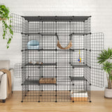 LotFun Large Cat Cage, 5-Tier DIY Catio Outdoor Cat Enclosure, Cat House with 5 Door 12 Jumping Platforms Hammock, Detachable Patio Cat Crate Ideal for 1-4 Cats LotFun