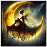 igoodom Diamond Art Kits for Adults, Fairy Diamond Painting Kit, Full Drill Round Moon Diamond Art Kits, DIY Gem Art and Crafts for Home Wall Decor Gift 14x14inch igoodom