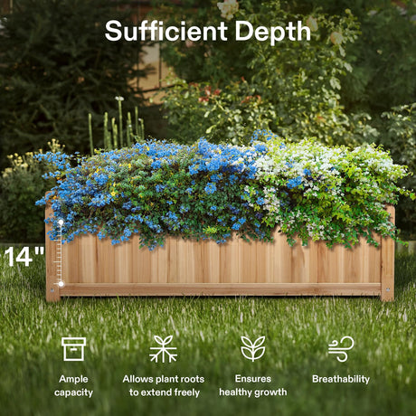 VIVOSUN 3.6 x 1.3Ft Wooden Raised Garden Bed, 43.5 x 16 x 14 Inches, Outdoor Wood Planter Box with Screwdriver and a Liner for Garden, Patio, Balcony, Backyard and Outdoors, 2Pcs VIVOSUN