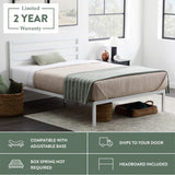 Edenbrook Cassidy Metal Platform Bed Frame with Metal Headboard - Box Spring Not Required - Wood Slat Support, White, Queen Edenbrook