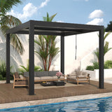 LVUYOYO Outdoor Louvered Pergola 10' x 10', Patio Aluminum Pergola with Adjustable Roof, Metal Gazebo for Backyard, Garden, Deck(Black) LVUYOYO