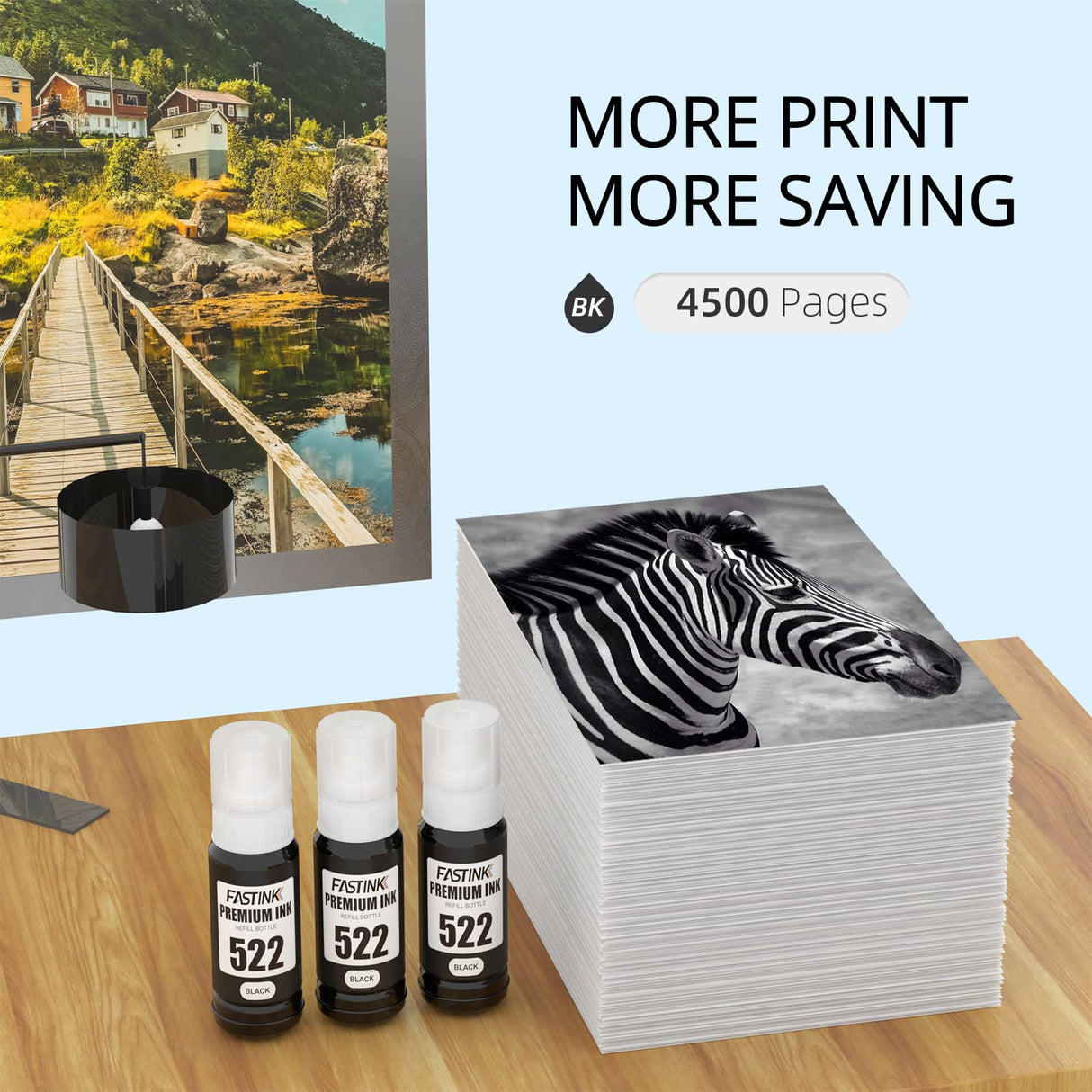 FASTINK 522 Black Ink Bottles High Yield Replacement for Epson 522 Ink Bottles Black Work with Epson ET-2800,ET-2720,ET-2803,ET-4800,ET-4700,ET-2400,ET-2840,ET-4810 Printer,522 Ink Refill Bottles FASTINK