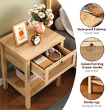 Jocoevol Rattan Boho Nightstand (Natural, 2 Pieces) Jocoevol