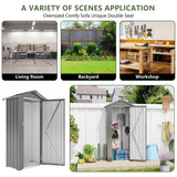 Galvanized Steel Outdoor Storage Shed - Waterproof Metal Utility Cabinet with Lock, 65" Large Capacity for Garden Tools & Equipment, Easy Assembly (Black) Majnesvon