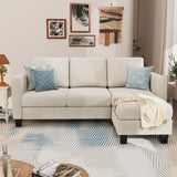 YESHOMY Convertible Sectional 3 L-Shaped Couch Soft Seat with Modern Linen Fabric, Small Space Sofas for Living Room, Apartment and Office, 70'', White YESHOMY