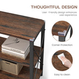 Skandiquip 55" 3 Tier Industrial Book Shelf, Free Standing Horizontal Low Metal Rustic Farmhouse Book Case with Wood Shelves for Home Office, Den, or Living Room Rustic Brown and Black Skandiquip