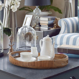 Acacia Wood Serving Tray with Handles - 17"x13" Round, Decorative Ottoman Tray for Living Room, Coffee Table, Breakfast in Bed, Candle Display KITEISCAT