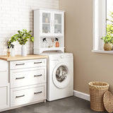 Yaheetech Over The Toilet Storage Cabinet with Double Tempered Glass Doors and Adjustable Shelf, Freestanding Bathroom Storage Rack, 66 Inches Height Yaheetech