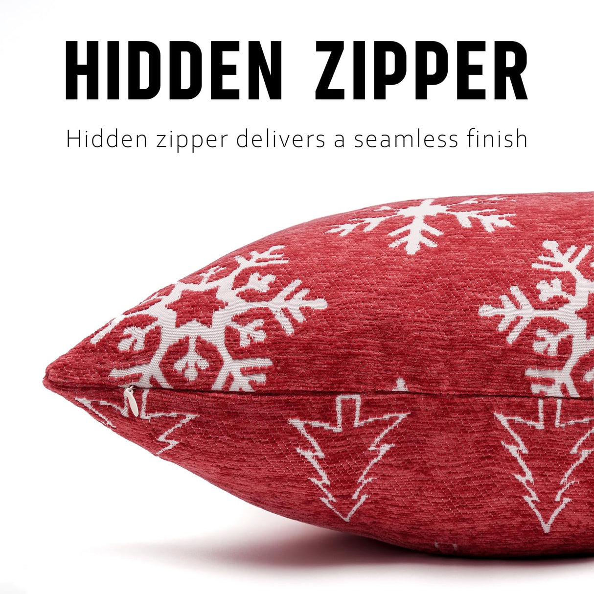 2 Pack Christmas Pillow Covers 18x18, Chenille Double-Sided Snowflake & Christmas Tree Decorative Throw Pillow Cases, Soft Farmhouse Holiday Cushion Covers for Sofa Couch Bed(Red,18x18) Auomily