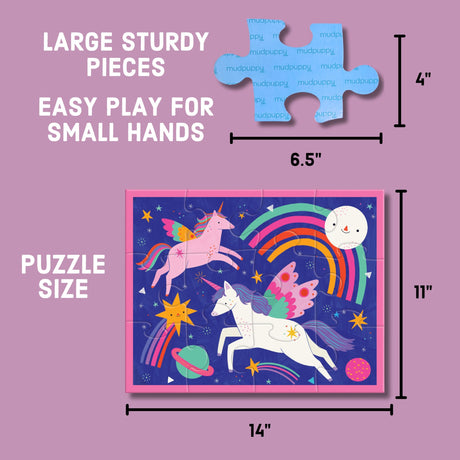 Mudpuppy Unicorn Magic – 12 Piece Puzzle with Reusable Zipper Pouch Featuring Colorful and Fun Illustrations of Magical Unicorns Perfect for Easy Storage and Travel Mudpuppy