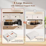 EnHomee Dresser for Bedroom Wood Dresser with 7 Drawers White Dresser with Smooth Metal Rail Long Dressers & Chests of Drawers Farmhouse Dresser for Bedroom Dresser TV Stand, Closet, Antique White EnHomee