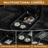 HYJT-H&K 124" U Shaped Cloud Couch Sectional, Comfy Fluffy Plush Corduroy Black Sectional Couches for Living Room, Modern Modular Corduroy Couch Sectionals with Central Console & Double Chaise Lounge HYJT-H&K