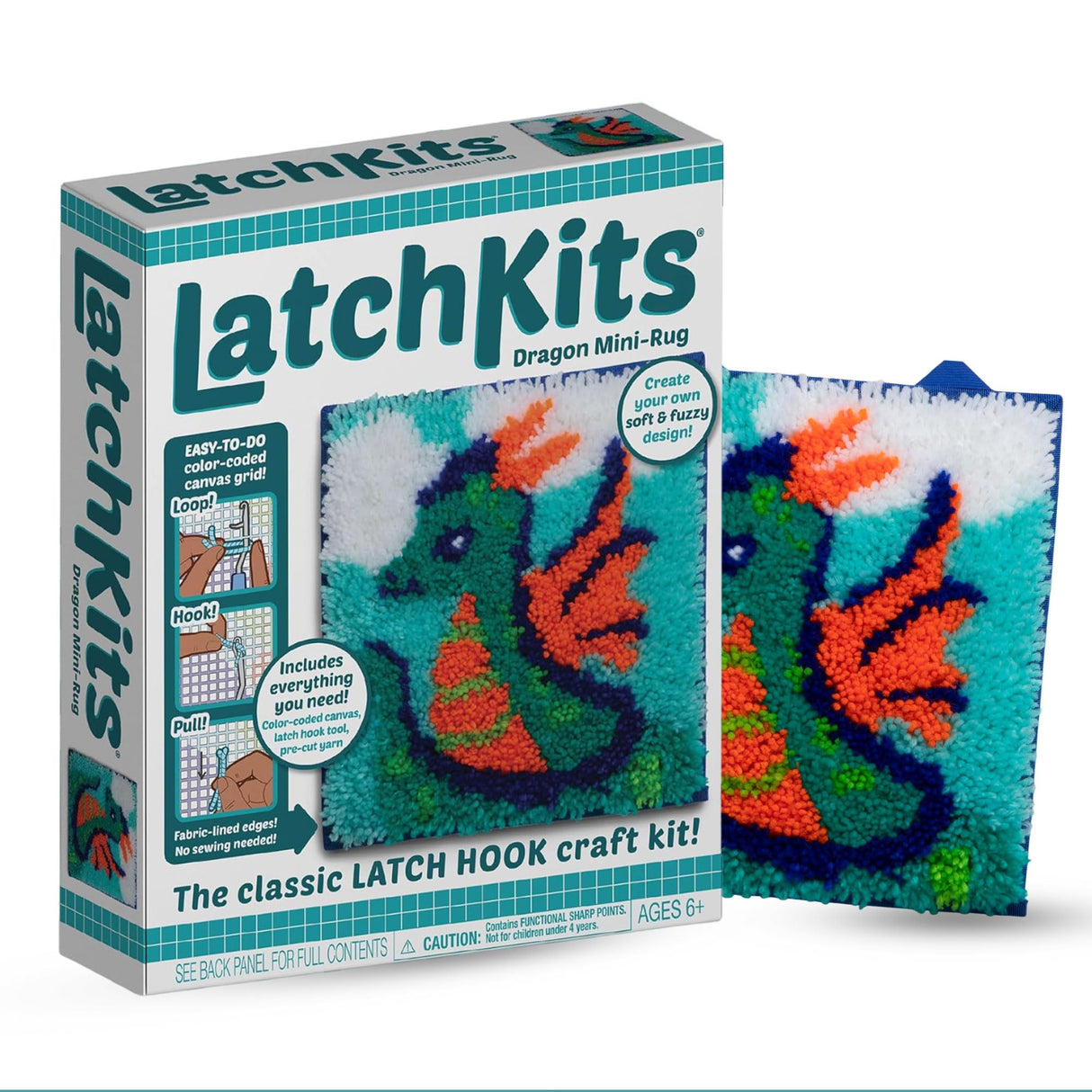 LatchKits Latch Hook Kits for Kids – Kids Crafts, Arts and Crafts, Yarn Art, Wall Hanging & Mini-Rugs, Craft Supplies, Pre-Cut Yarn, Easy to Follow Pattern, Hook Included, Arts & Craft, Ages 6+ LatchKits