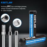 KRETLAW Mini Grease Gun (3000PSI) with Double 3oz Cartridge Grease and 12'' Flex Hose, Reinforced Coupler for Automotive,Marine KRETLAW