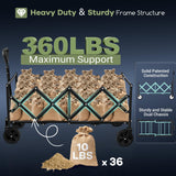 Hikemoon 34'' Extra Long Collapsible Wagons Carts Foldable, 360LBS Heavy Duty Folding Beach Wagon Cart with Wheels, Portable Utility Outdoor Wagon for Grocery, Shopping, Garden, Sports, Camping, Black HIKEMOON