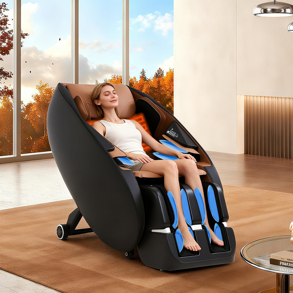 FDW 2025 Shiatsu Massage Chairs Full Body and Recliner Zero Gravity Massage Chair Electric with Built-in Heart Foot Roller Air Massage Easy to Move for Home Office,Black FDW