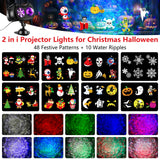 2025 Upgrade Halloween Christmas Projector Lights Outdoor with Memory Function, 58 HD Effects (3D Ocean Wave + Patterns) LED Landscape Lights Waterproof for Indoor Yard Home Party Holiday Decorations ANTEQI
