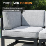 Vakollia 6 Pieces Aluminum Patio Furniture Set with Propane Gas 44" Fire Pit Table, Metal Outdoor Conversation Sofa Set with Seating Cushions Vakollia