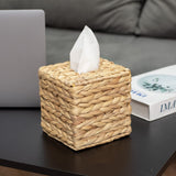 KOLWOVEN Tissue Box Holder - Tissue Box Cover Square- Wicker Tissues Cube Box Cover -Boho Decorative Woven Facial Tissue Holder on Table and Bathroom (Square) KOLWOVEN