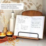 Beautiful Cookbook Stand for Your Kitchen Counter - Solid Wood Stand Easily Keeps Cook or Recipe Books Open for Convenient Cooking - Perfectly Fits Your iPad/Tablet and Enhances Any Kitchen Decor ZICOTO