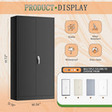 Greenvelly Metal Wardrobe Cabinet with Locking Doors, 72"H Black Metal Wardrobe Closet with Hanging Rods and Adjustable Shelves, Clothing Storage Closet for Home, Office, Employee, Gym (18" D x 36” W) Greenvelly