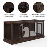 Crosley Furniture Winslow Medium Credenza Dog Crate Kennel for Pets, Dark Brown Crosley Furniture