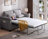 Fadware Pull Out Sofa Bed, Full Size Sleeper Sofa Couch with Memory Foam Mattress, 2 in 1 Convertible Pullout Couch Bed with USB Charging Ports for Compact Living Space, Apartment, Office, Grey Fadware