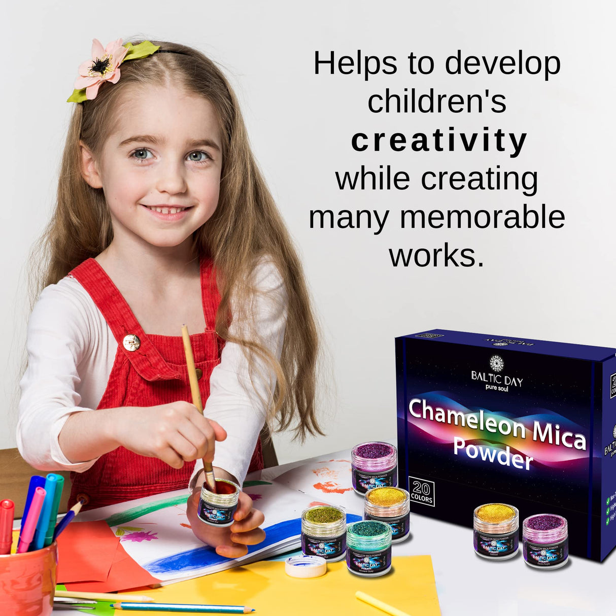 BALTIC DAY - Chameleon Mica Powder, 8 Jars of Color Shift Mica Set - Epoxy Resin Color Pigment - Chameleon Powder Glitter - Holographic Mica Powder for Resin BALTIC DAY