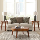 HOKYHOKY Farmhouse Round Coffee Table Set of 3, Boho Sofa Side Nesting Tables End Table Set with Wood Natural Finish for Living Room, Bedroom, Home Office,Brown HOKYHOKY