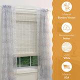 Radiance Cordless Bamboo Roman Shades for Windows - Bamboo Blinds for Semi-Private Light Control - Easy to Lift & Fold Up Window Shades - White - 39" W x 64" L - (2215338E) Radiance