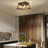 FadimiKoo 4-Light Black Flush Mount Ceiling Light for Kitchen Hallway, Industrial Close to Ceiling Lighting, Farmhouse Square Cage Lamp for Dining Room, Living Room, Bulb Not Included FadimiKoo