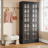 Tribesigns 71-Inch Tall Shoe Cabinet with Doors, 8-Tier Shoe Storage Cabinet with Adjustable Shelves, Modern Shoe Organizer Shoe Rack Cabinet for Entryway, Hallway, Closet, Living Room, Black and Gold Tribesigns