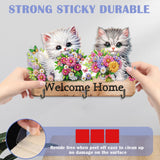 Diamond Art Kits for Adults, DIY Diamond Painting Key Holder for Wall with 3 Hooks for Hanging Keys, Sunglasses, Bag (Cats) WoodArtSupply