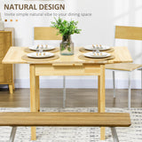 HOMCOM Folding Dining Table, Pine Wood Drop Leaf Table, Foldable Kitchen Table for Small Spaces, Natural HOMCOM